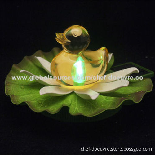 Garden Decor Solar Floating Lotus with Duck, LEDNew